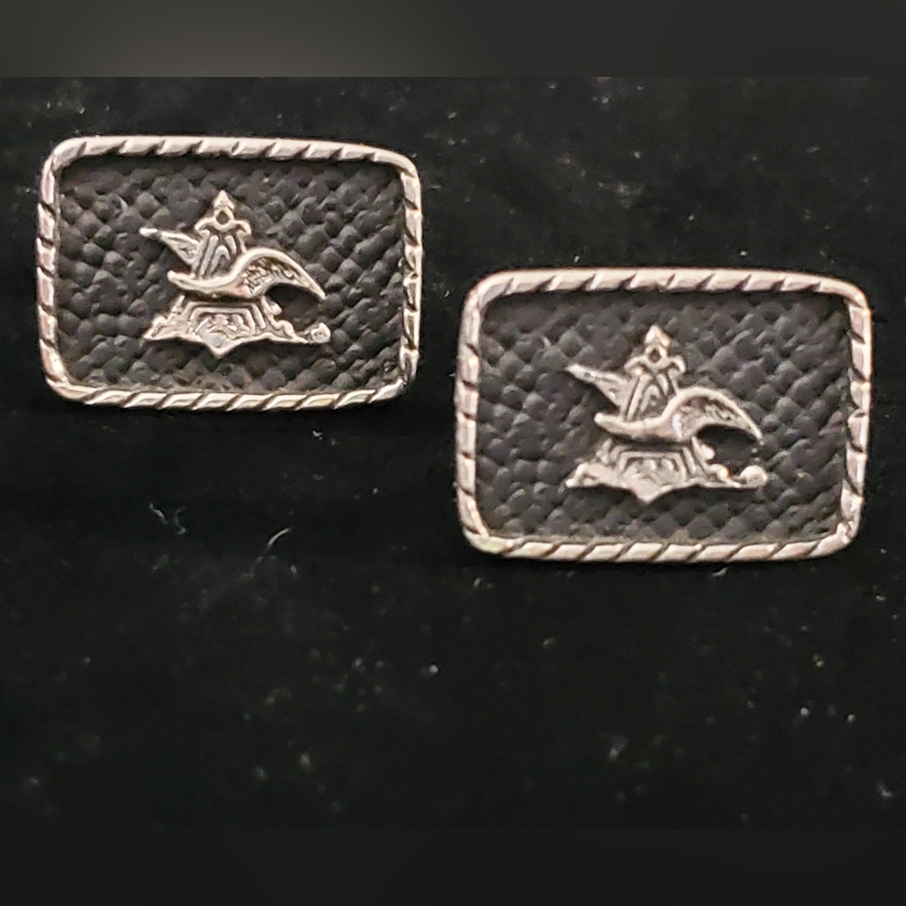Anheiser Busch Emblem Cufflinks Vintage Eagle A Silver Tone